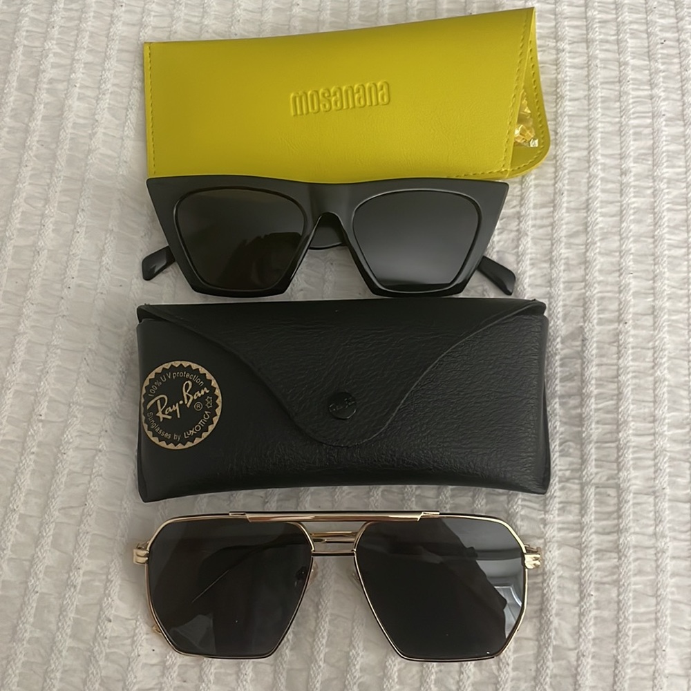 2 pairs of sunglasses with cases